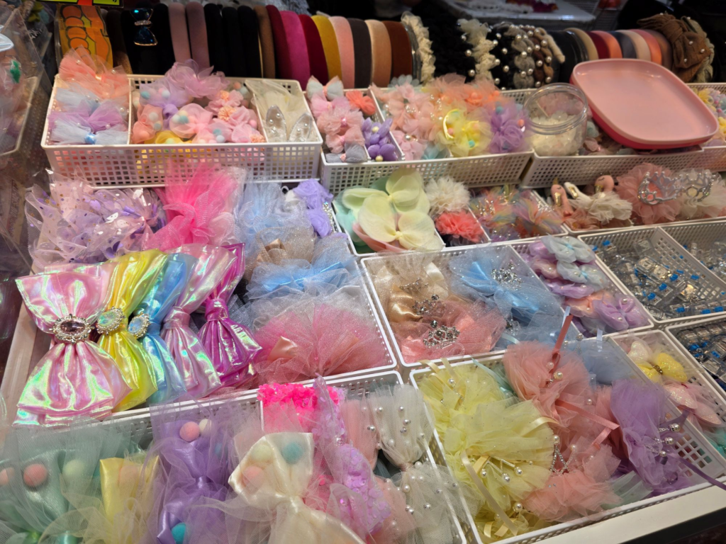 Close-up of craft supplies and sewing materials