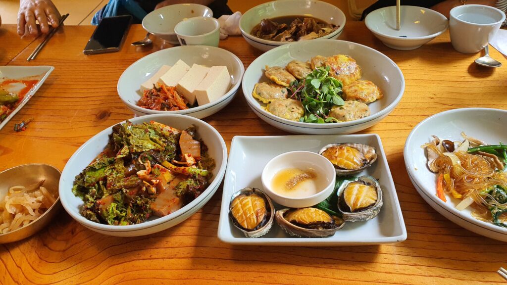 Korean hanjeongsik table setting at Nak Seon Jae restaurant