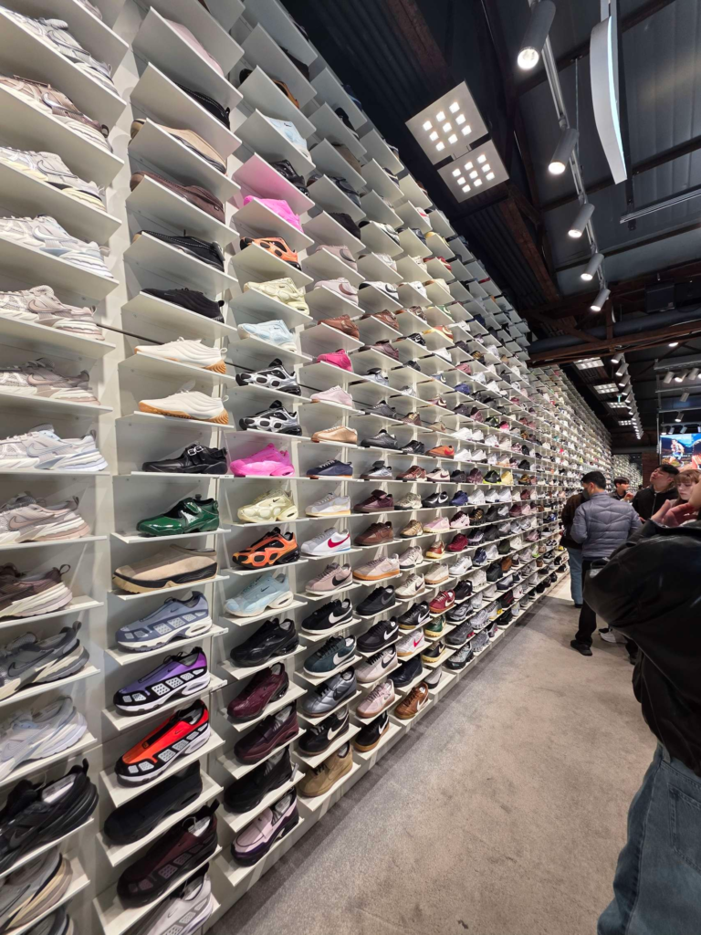 giant sneaker display at Nike store Seongsu