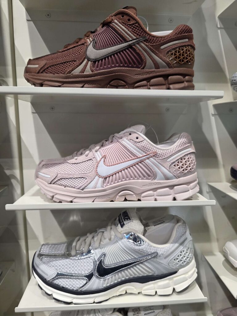 different Nike sneaker models on display in Seoul
