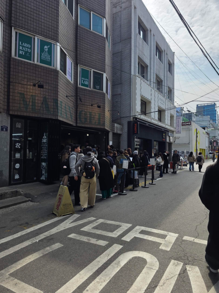 Long queue outside a popular gelato shop in Seongsu Seoul