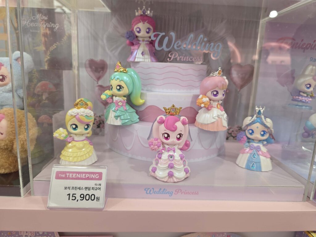 Close-up of Teenieping toys in Seongsu shop