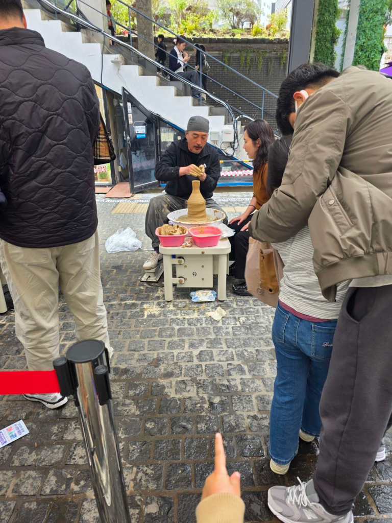 learning pottery from a local artist Korea
